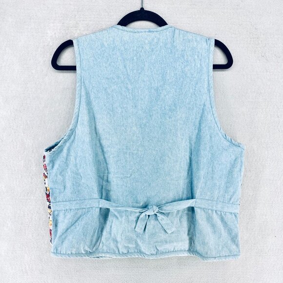 Vintage Cottagecore Vest Womens M Patchwork Denim Boho Costal Cowgirl Grandma - Picture 8 of 12